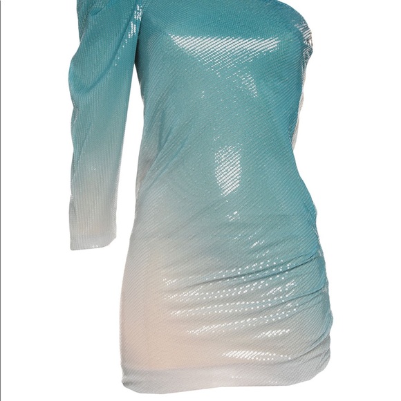 PATRIZIA PEPE BLUE OMBRE 1 SHOULDER DRESS sz 8 - Picture 3 of 4